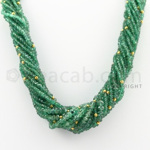 2.30 to 6.30 Mm - 16 Lines - Emerald Faceted Beads Necklace - 17.25 Inches