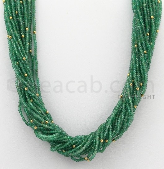 2.50 to 3.00 mm 21 lines Emerald Faceted Beads 17 inches