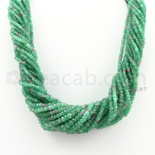 2.80 to 5.40 mm - 18 Lines - Emerald Faceted Beads Necklace - 17 Inches