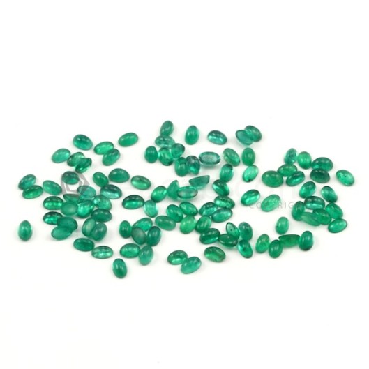 5 x 3 mm - Medium Green Oval Emerald Cabochons - 99 pieces - 24.35 carats 