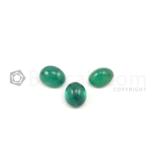 9 x 7 mm - Medium Green Oval Emerald Cabochons - 3 pieces - 6.14 carats